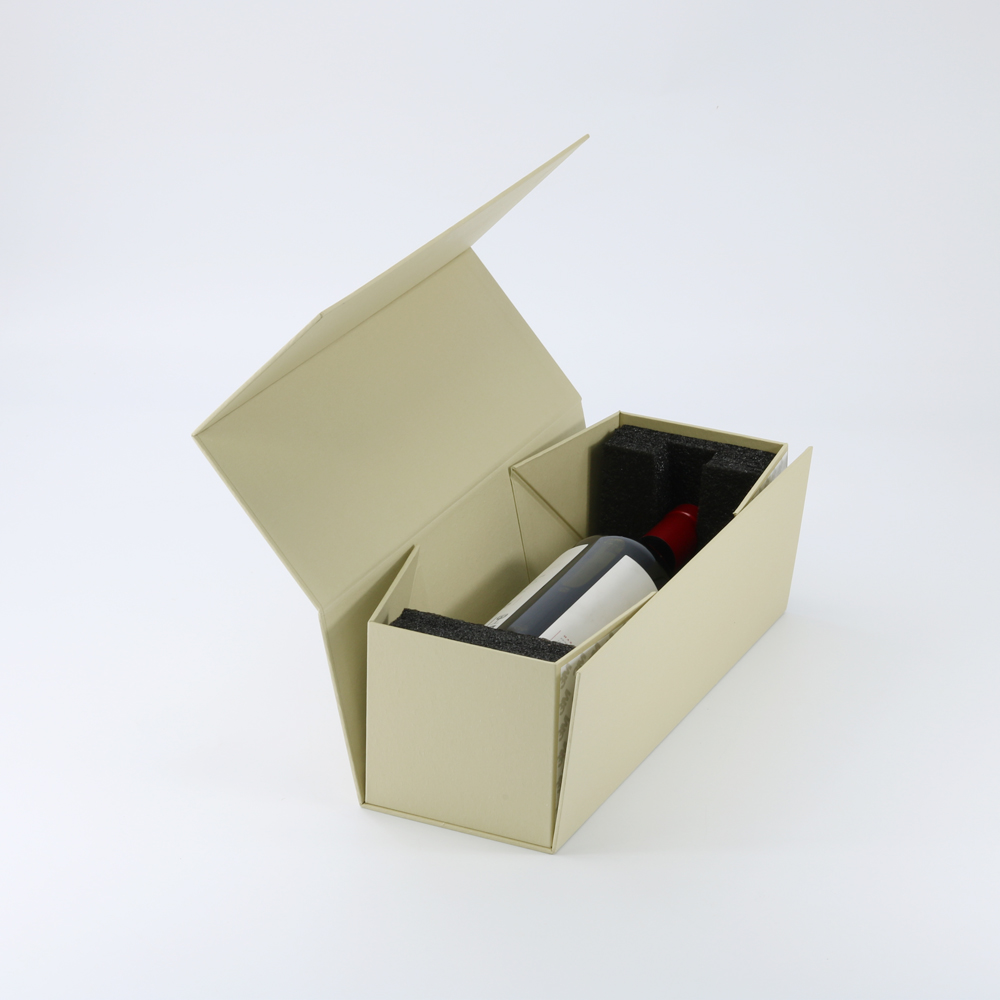 OEM Foldable Rigid Gift Paper Box For Single Wine Bottle Packaging