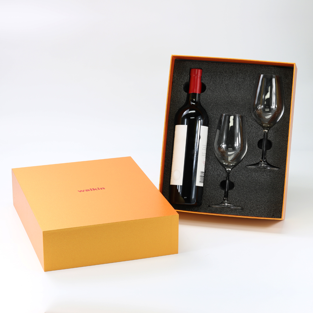 top and bottom cardboard rigid paper box with sponge insert for wine bottle