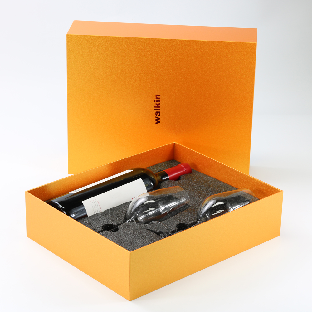 top and bottom cardboard rigid paper box with sponge insert for wine bottle