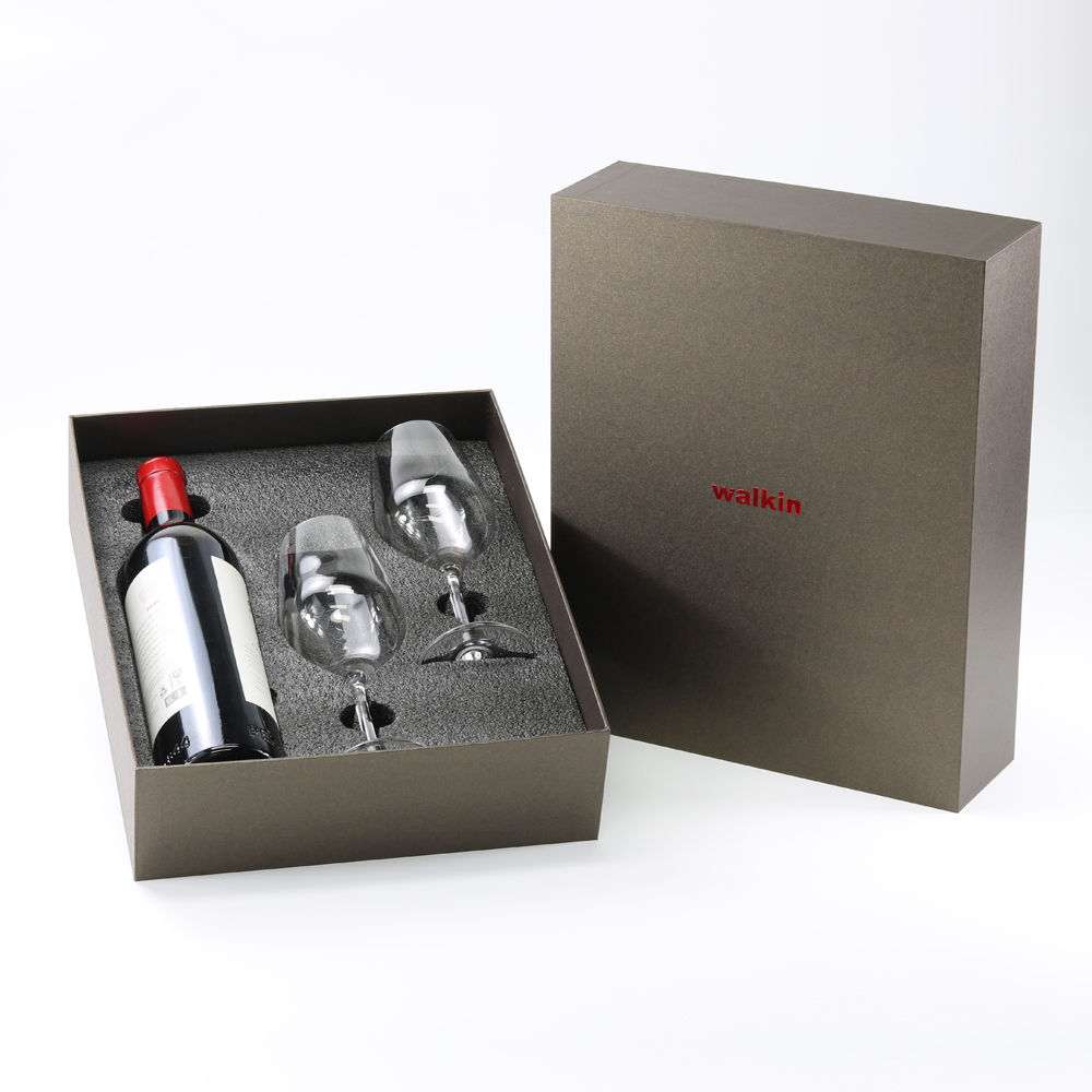 top and bottom cardboard rigid paper box with sponge insert for wine bottle