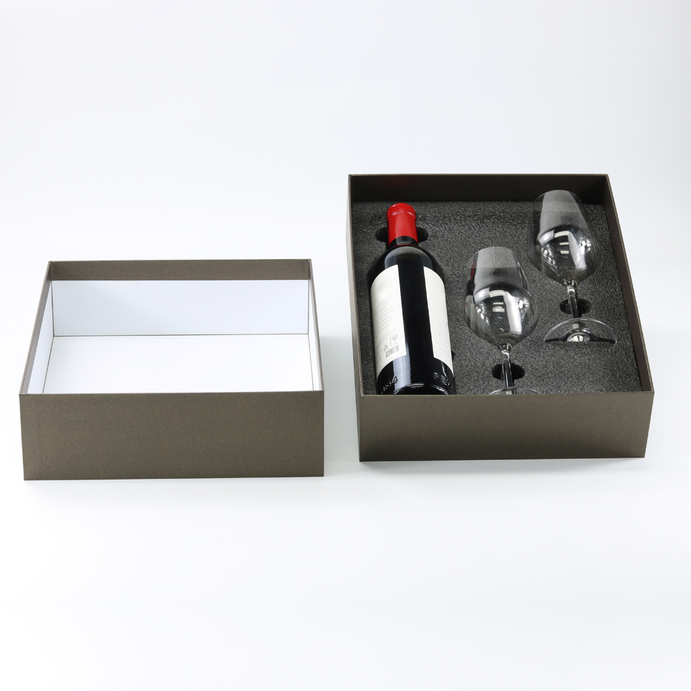 top and bottom cardboard rigid paper box with sponge insert for wine bottle
