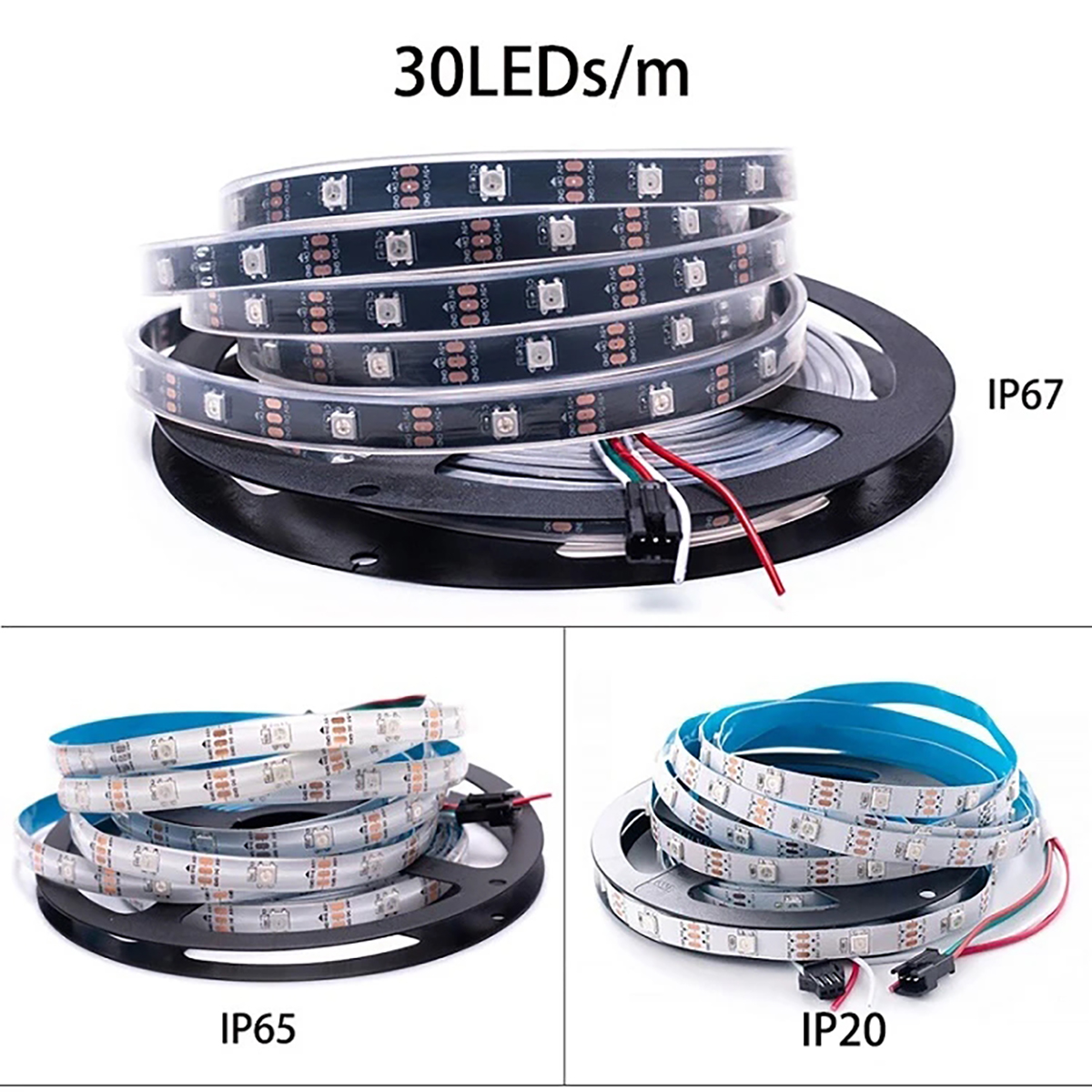 RGBIC 5V WS2812B ਵਿਅਕਤੀਗਤ ਤੌਰ 'ਤੇ ਪਤਾ ਲਗਾਉਣ ਯੋਗ 5050 RGB LED ਸਟ੍ਰਾਈਪ ਲਾਈਟ (8)k0n