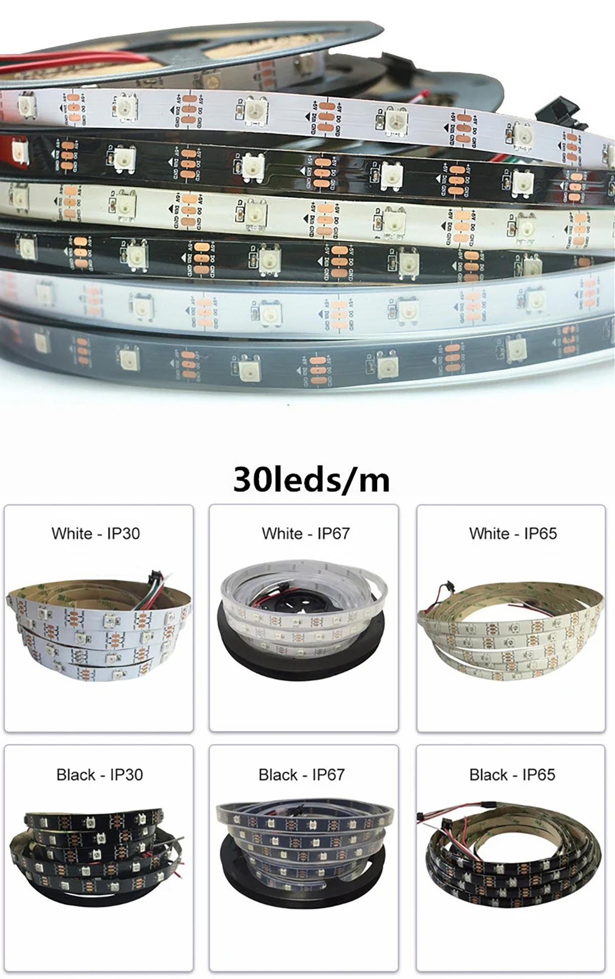 RGBIC 5V WS2812B ਵਿਅਕਤੀਗਤ ਤੌਰ 'ਤੇ ਪਤਾ ਲਗਾਉਣ ਯੋਗ 5050 RGB LED ਸਟ੍ਰਾਈਪ ਲਾਈਟ (10)f3f