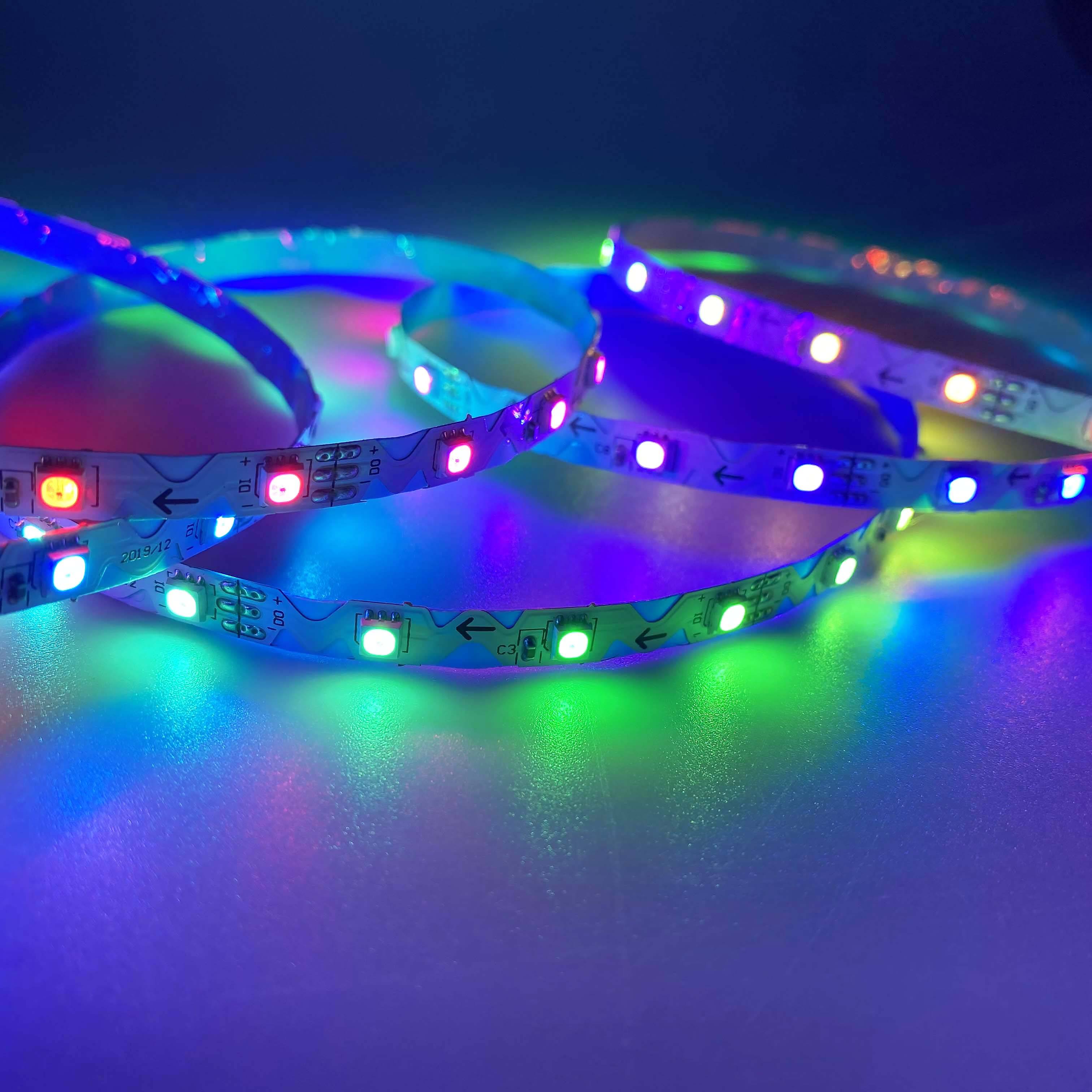 RGBIC WS2812 ਲਚਕਦਾਰ ਡਿਜੀਟਲ 60Led S ਆਕਾਰ ਦੀਆਂ LED ਲਾਈਟ ਸਟ੍ਰਿਪਸ