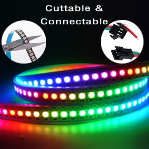 RGBIC 5V WS2812B ਵਿਅਕਤੀਗਤ ਤੌਰ 'ਤੇ ਪਤਾ ਲਗਾਉਣ ਯੋਗ 5050 RGB LED ਸਟ੍ਰਾਈਪ ਲਾਈਟ
