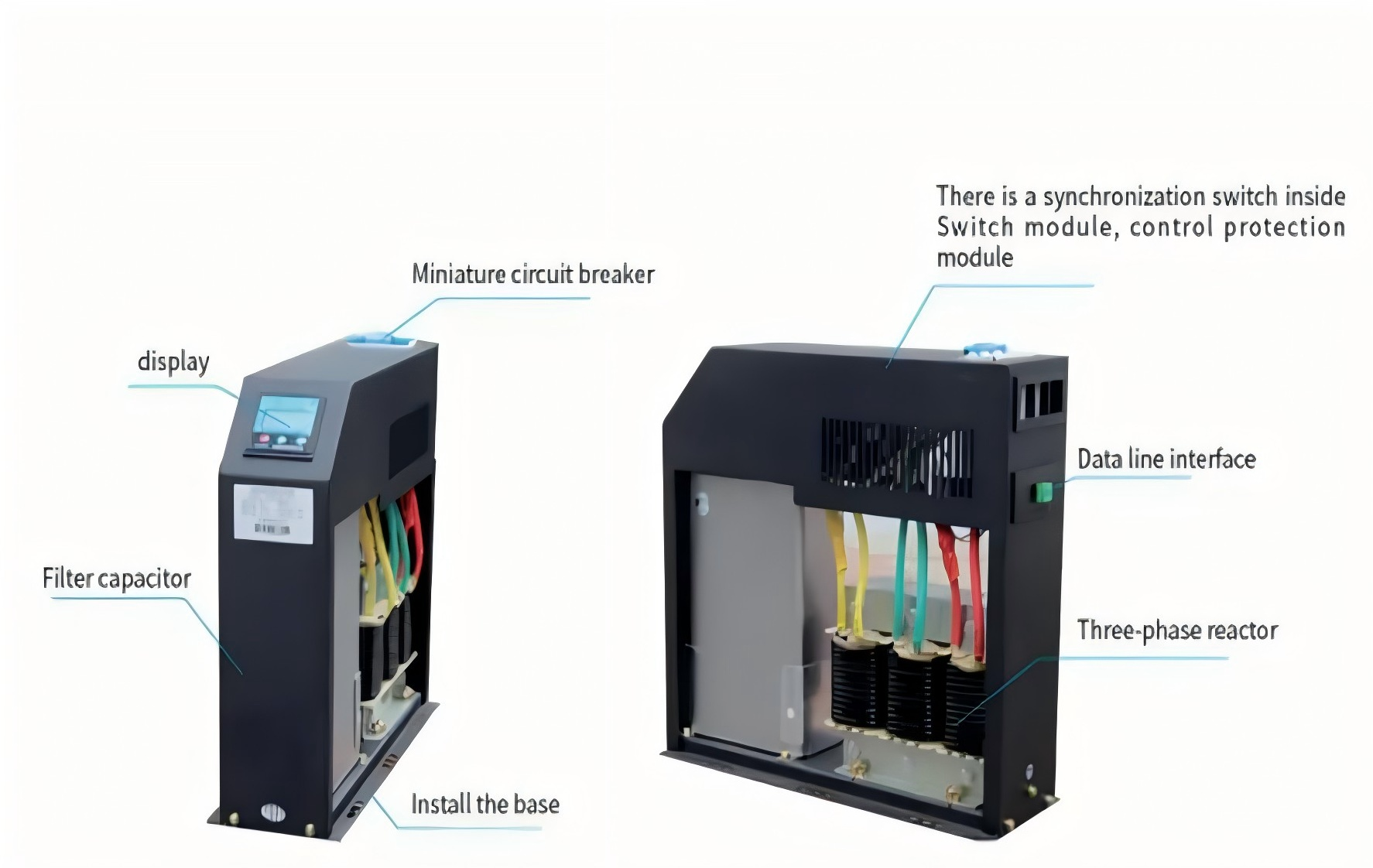 BYKXG/S/480-20/P7 Series - 480V 20kvar Dynamic Reactive Compensator with Adaptive Harmonic Mitigation & Grid Load Balancing