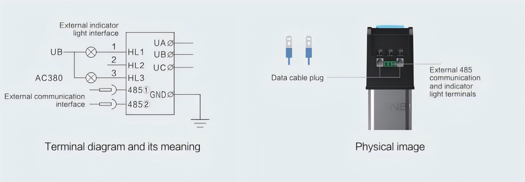 Terminal Diagram of BY81JS/450-20+20 Series Smart Capacitor