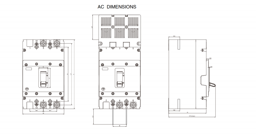 BYM6 Series Moulded Case Circuit Breaker Solar Photovoltaic PV MCCB Shunt-Trip Overload-Protection