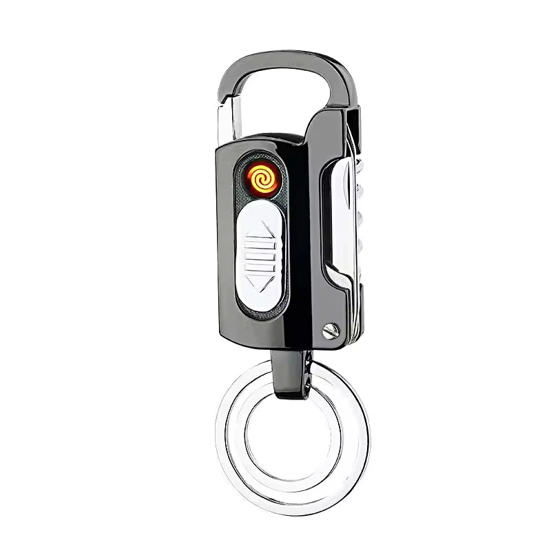 Multifunctional practical windproof USB electronic lighter bottle opener keychain all-in-one