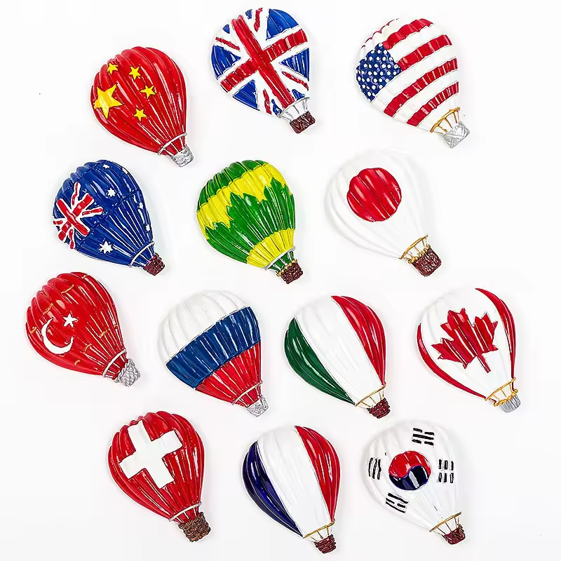 Wholesale Customized Resin Travel Fridge Magnets with Worldwide Flags
