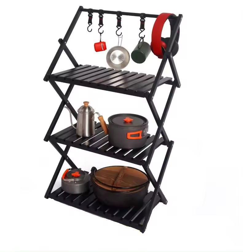 Outdoor Camping Multi-Layer Shelf Aluminum Alloy Foldable Portable Storage Shelf