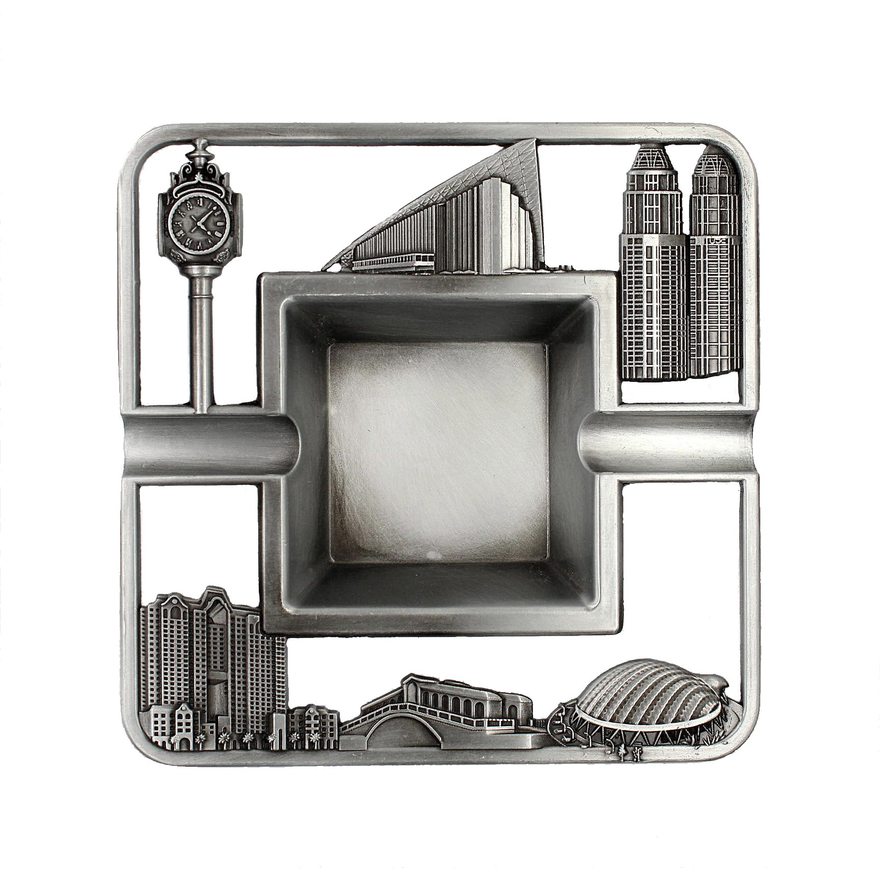 Customized Luxury Hollow Carved Square Metal Ashtrays for Business Gifts