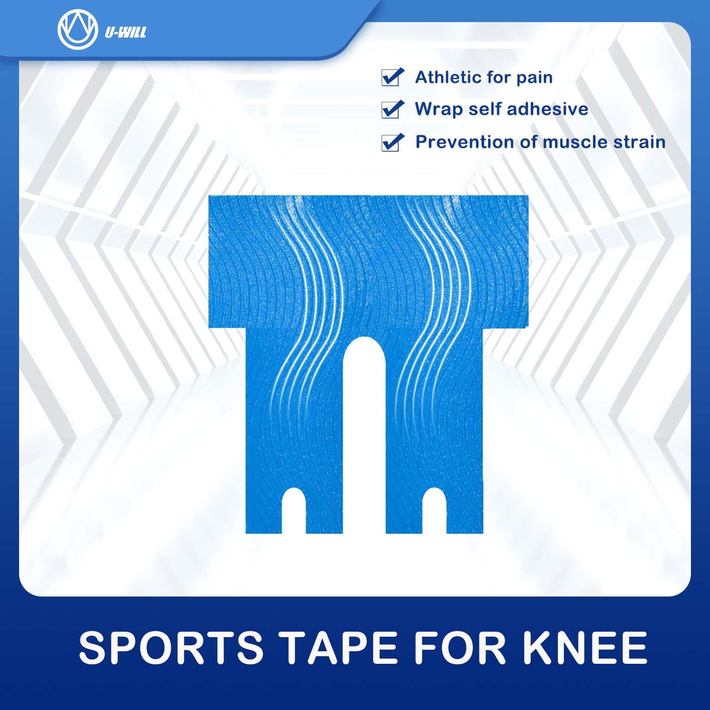 Sport-spiertape-verband voor atleten, speciaal spiertape, spiereffect, kniebeschermer, kniebeschermer, marathonlooppatella