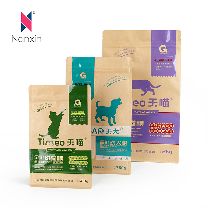 Плоское дно Ziplock Pet Собака Кошка Еда Мешок Для Упаковки