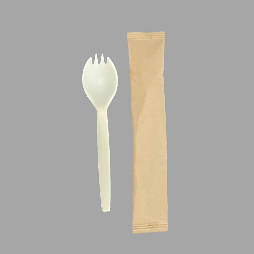Quanhua SY-12-RK-I  6.1"/155mm(± 2 mm)  PSM spork, bulked or wrapped by bio bags, kraft paper bags or customized packages