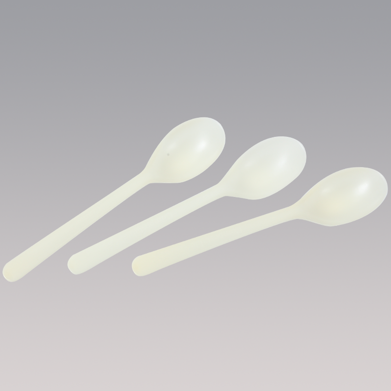 Quanhua SY-006-SP  4.5inch/114mm(± 2 mm) PSM spoon , CornStarch eating utensils , bulked or wrapped by bio bags, kraft paper bags or customized packages