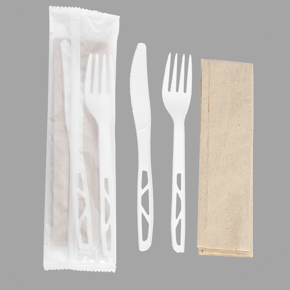 Quanhua SY-017-FKN, CPLA knife and fork . CPLA Biodegradable Cutlery Set.