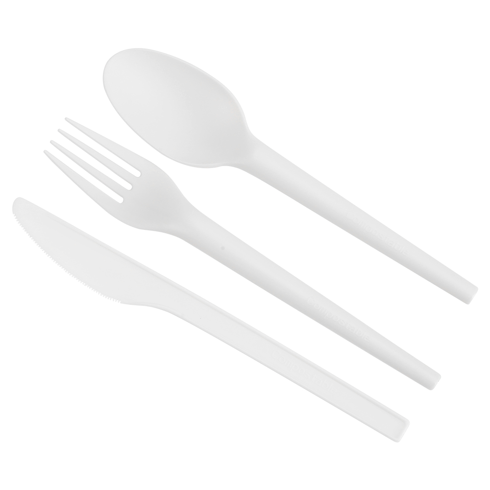 Quanhua SY-16-FKSN  CPLA Cutlery kit with a Fork/Knife/Spoon/Napkin(4 in 1)