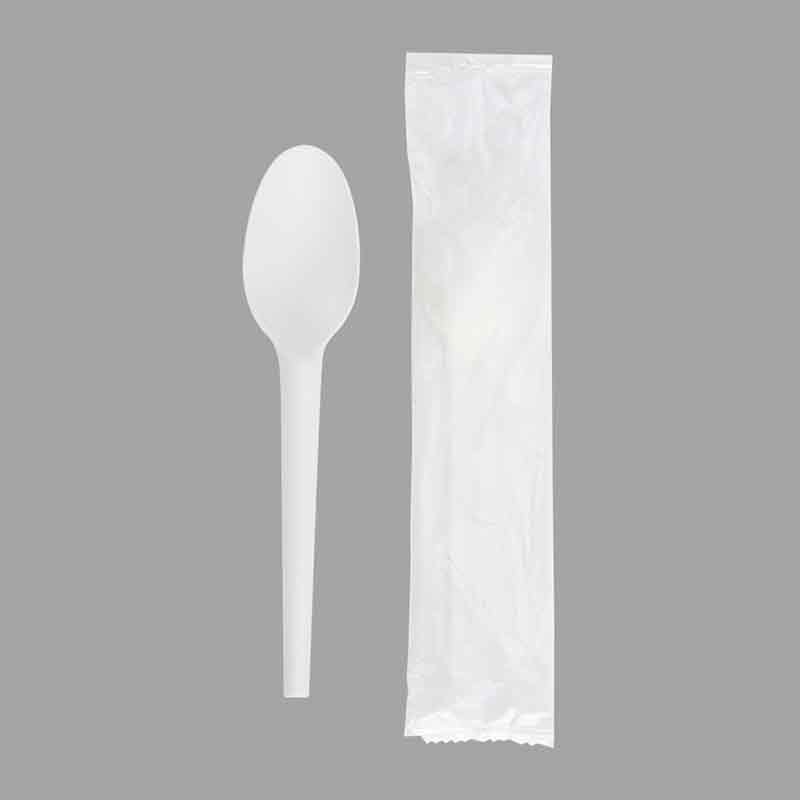 Quanhua Individually Wrapped SY-16-SP-I, 6.5inch/165mm CPLA Spoon, Biodegradable&Compostable eating utensils