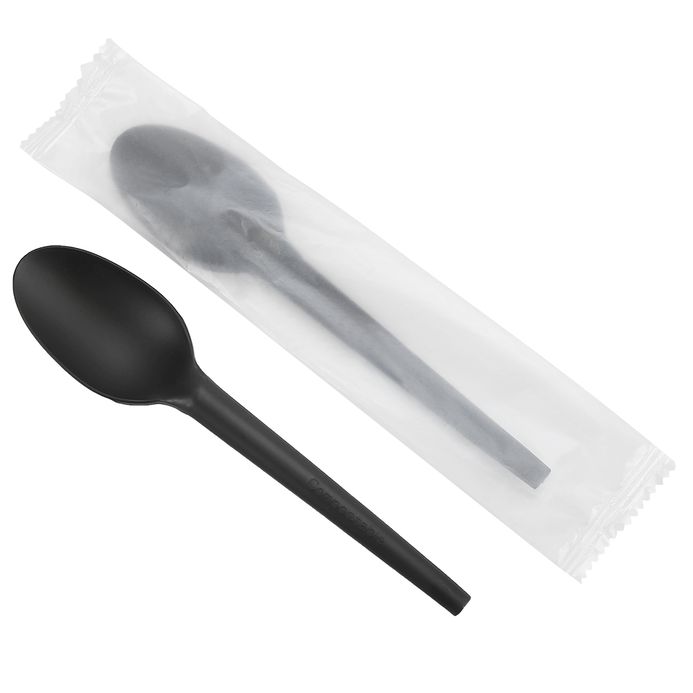 Quanhua Individually Wrapped SY-16-SP-I, 6.5inch/165mm CPLA Spoon, Biodegradable&Compostable eating utensils