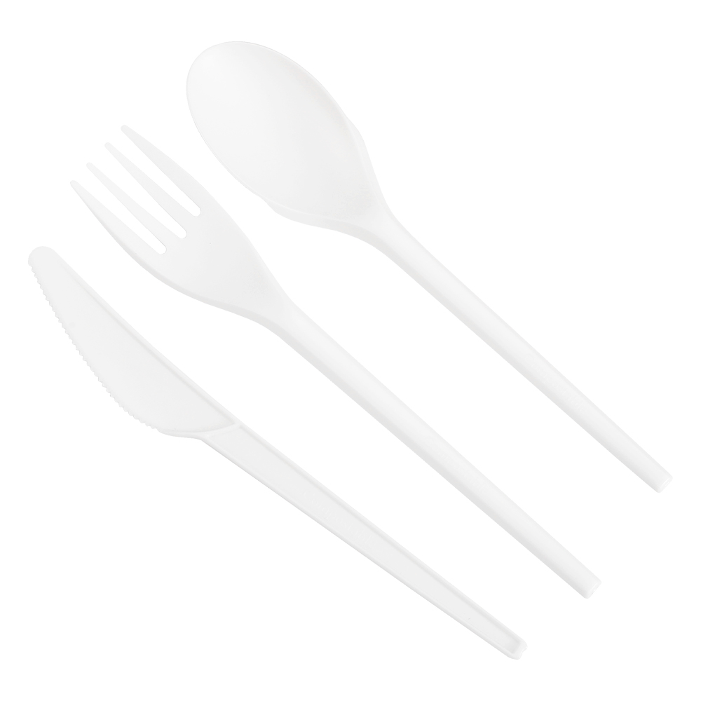 Quanhua SY-001022033-FKSN, Lightweight compostable CPLA cutlery kits fork spoon kinfe napkin 4 in 1 alternative to pl...