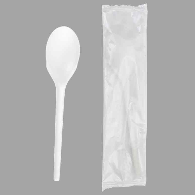 SY-033-I 6.5inch/165mm disposable spoon individually wrapped take away utensil perfect for restaurant use biodegradable spoon.
