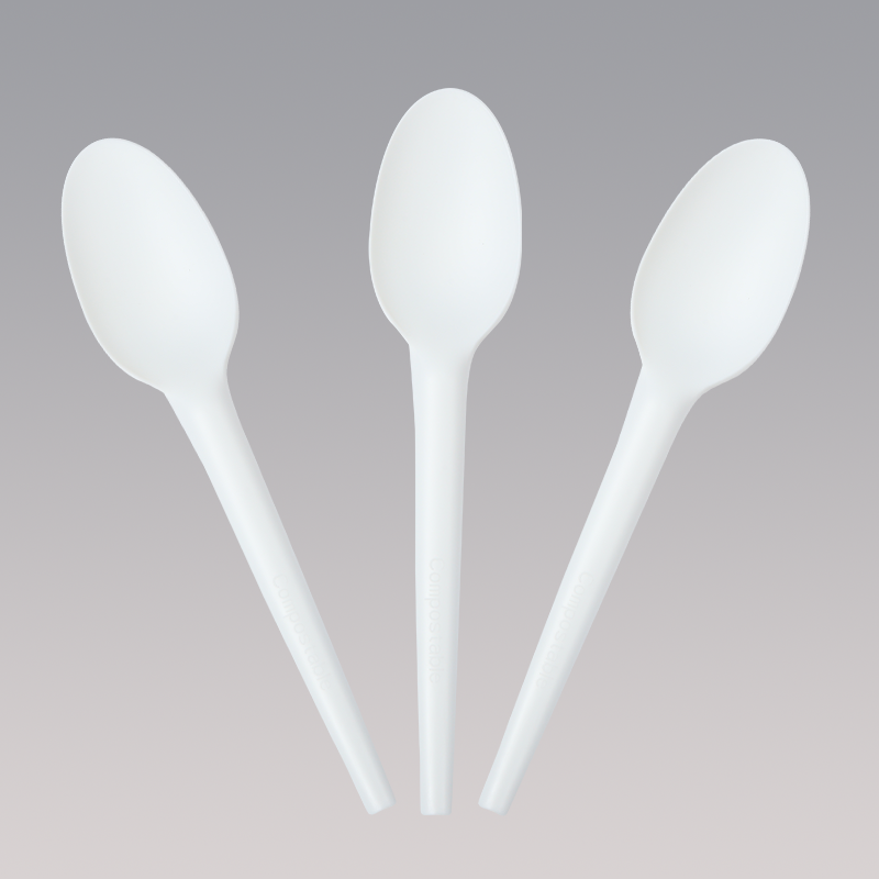 SY-16-SP 6.5inch/165mm white CPLA spoon in bulk package