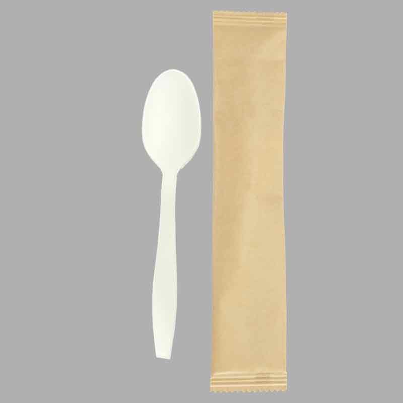 SY-15-SP-I Single-wrapped CPLA spoon 150mm/5.9 inch by bio bags or kraft paper bags