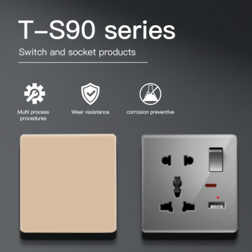 T-S90 series Full-Screen Large-plate Ultra-thin Switch & Socket 16a 250v