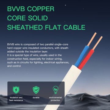 Solid Sheath Cable 1.5mm 2.5mm 4mm 6mm 10mm 16mm 450/750V 2 Cores Copper Electric Wires BVVB Electrical Cable House Wire
