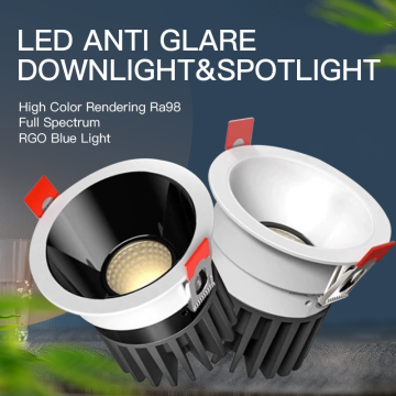 LED small hill spotlight for household use, embedded lighting without main light, anti-glare wall washer light, living room ceiling light